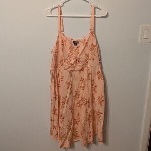 Torrid Peach Pink Floral Print Mini Challis Skater Dress Size 2X